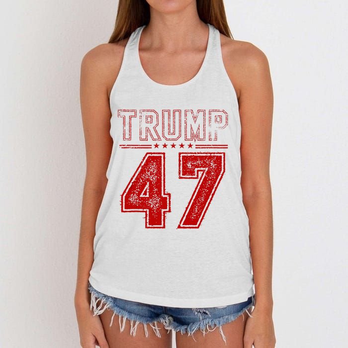 45 47 Trump Vintage American Flag Trump 2024 Women's Knotted Racerback Tank