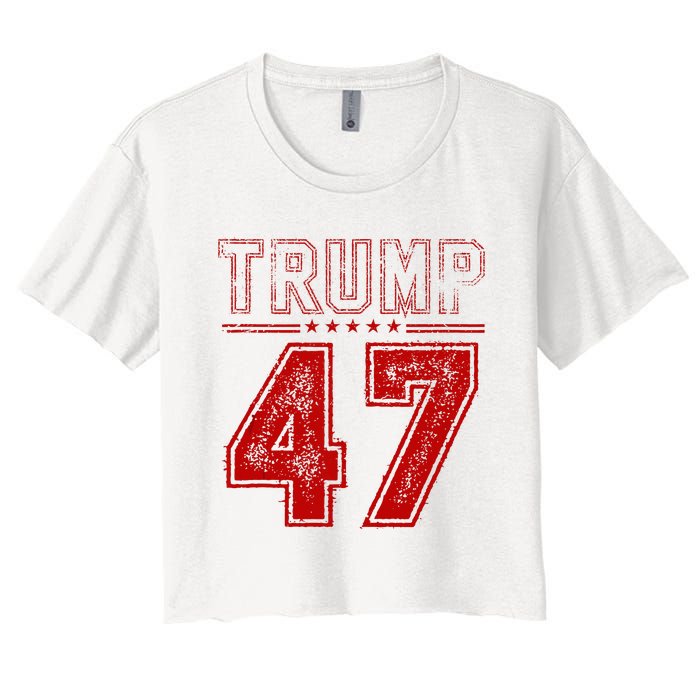 45 47 Trump Vintage American Flag Trump 2024 Women's Crop Top Tee