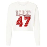 45 47 Trump Vintage American Flag Trump 2024 Cropped Pullover Crew