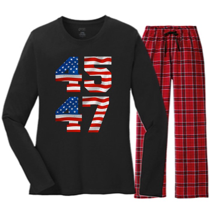 45 47 Trump 2024 Women's Long Sleeve Flannel Pajama Set 