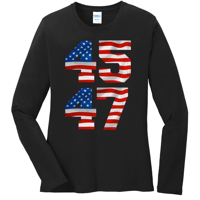 45 47 Trump 2024 Ladies Long Sleeve Shirt