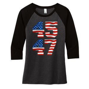 45 47 Trump 2024 Women's Tri-Blend 3/4-Sleeve Raglan Shirt