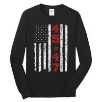 45 47 Trump Vintage Usa Flag 2024 President Election Tall Long Sleeve T-Shirt