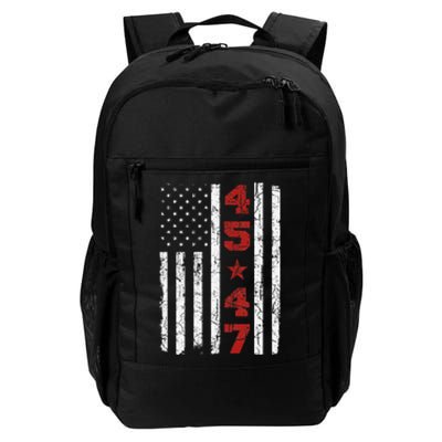 45 47 Trump Vintage Usa Flag 2024 President Election Politic Daily Commute Backpack