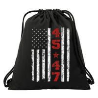 45 47 Trump Vintage Usa Flag 2024 President Election Politic Drawstring Bag