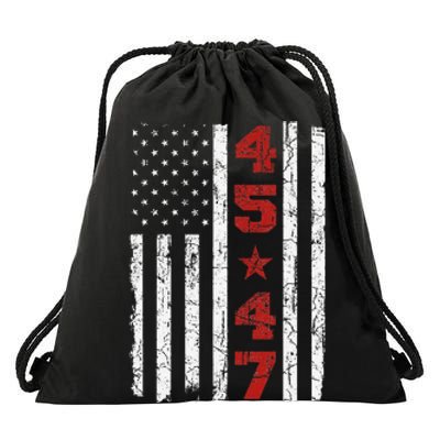 45 47 Trump Vintage Usa Flag 2024 President Election Politic Drawstring Bag