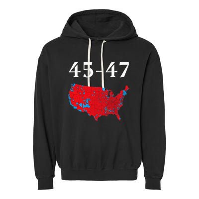 45 47 Trump Election Map 2024 Garment-Dyed Fleece Hoodie