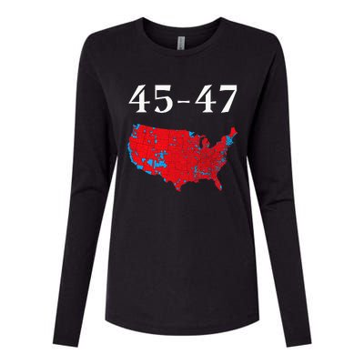 45 47 Trump Election Map 2024 Womens Cotton Relaxed Long Sleeve T-Shirt