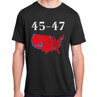 45 47 Trump Election Map 2024 Adult ChromaSoft Performance T-Shirt