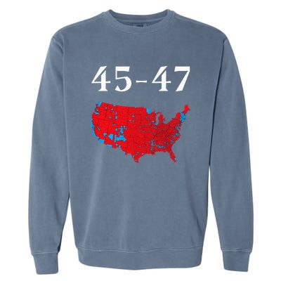 45 47 Trump Election Map 2024 Garment-Dyed Sweatshirt