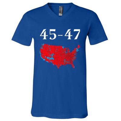 45 47 Trump Election Map 2024 V-Neck T-Shirt