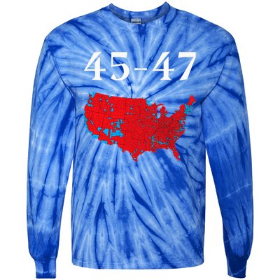 45 47 Trump Election Map 2024 Tie-Dye Long Sleeve Shirt