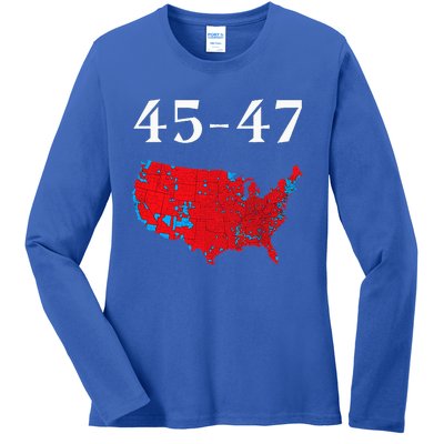 45 47 Trump Election Map 2024 Ladies Long Sleeve Shirt