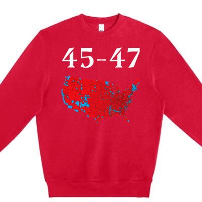 45 47 Trump Election Map 2024 Premium Crewneck Sweatshirt