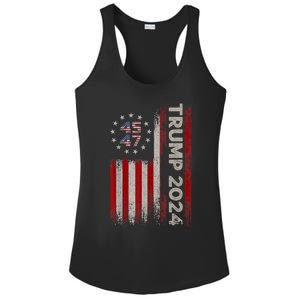 45 47 Trump 2024 American Flag Ladies PosiCharge Competitor Racerback Tank