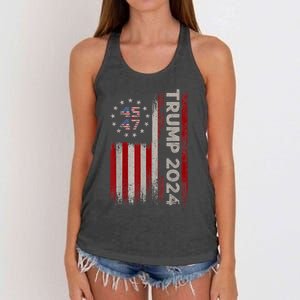 45 47 Trump 2024 American Flag Women's Knotted Racerback Tank