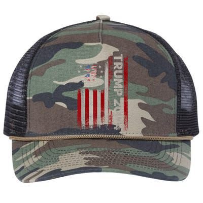 45 47 Trump 2024 American Flag Retro Rope Trucker Hat Cap