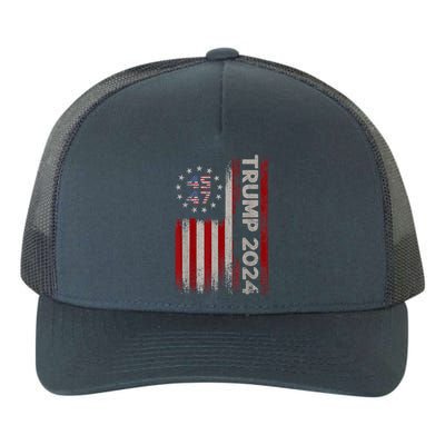 45 47 Trump 2024 American Flag Yupoong Adult 5-Panel Trucker Hat