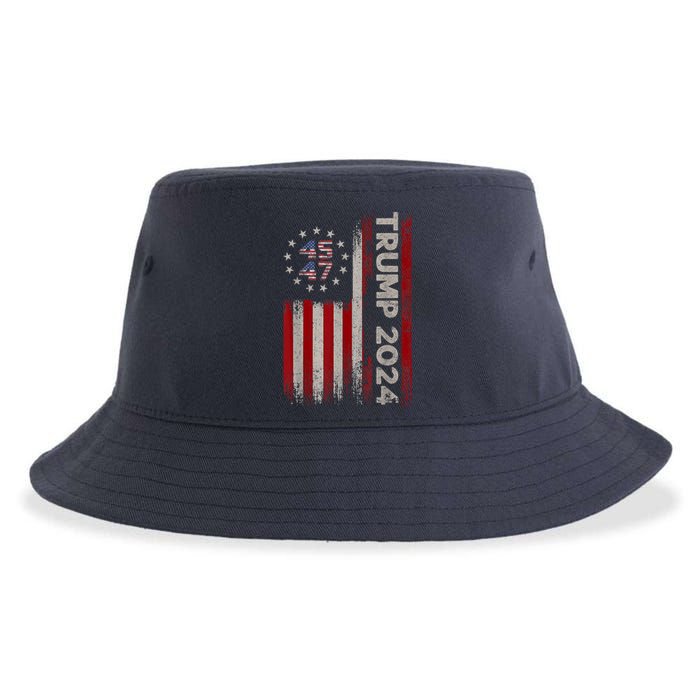 45 47 Trump 2024 American Flag Sustainable Bucket Hat