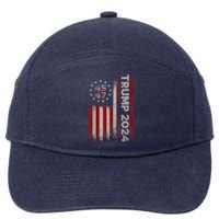 45 47 Trump 2024 American Flag 7-Panel Snapback Hat