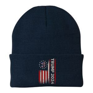 45 47 Trump 2024 American Flag Knit Cap Winter Beanie