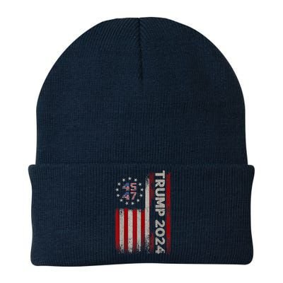 45 47 Trump 2024 American Flag Knit Cap Winter Beanie