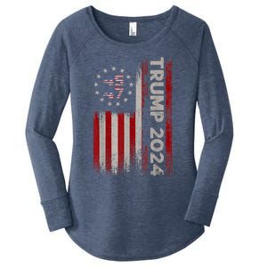 45 47 Trump 2024 American Flag Women's Perfect Tri Tunic Long Sleeve Shirt