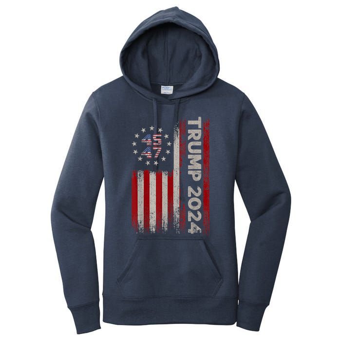 45 47 Trump 2024 American Flag Women's Pullover Hoodie