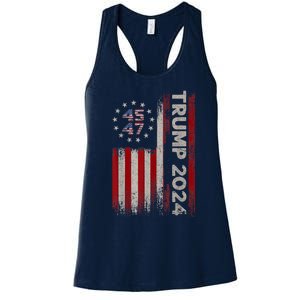 45 47 Trump 2024 American Flag Women's Racerback Tank