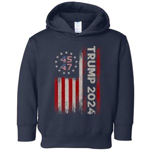 45 47 Trump 2024 American Flag Toddler Hoodie