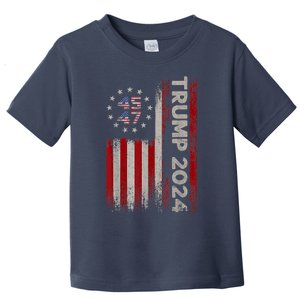 45 47 Trump 2024 American Flag Toddler T-Shirt