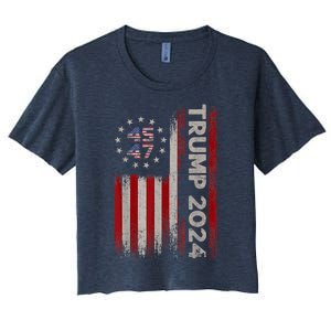 45 47 Trump 2024 American Flag Women's Crop Top Tee