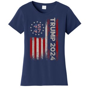 45 47 Trump 2024 American Flag Women's T-Shirt