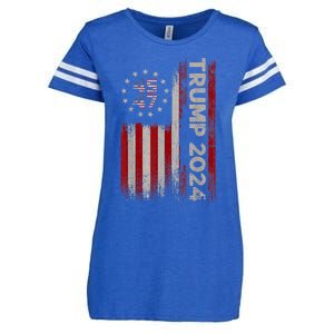 45 47 Trump 2024 American Flag Enza Ladies Jersey Football T-Shirt