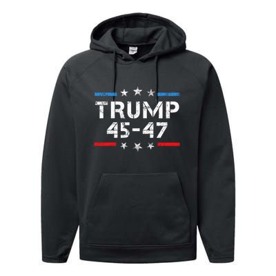 45 47 Trump 2024 American Flag Performance Fleece Hoodie