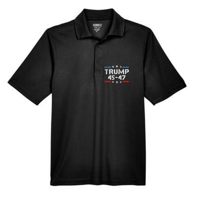 45 47 Trump 2024 American Flag Men's Origin Performance Piqué Polo