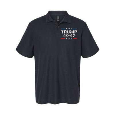 45 47 Trump 2024 American Flag Softstyle Adult Sport Polo