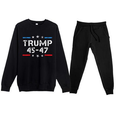 45 47 Trump 2024 American Flag Premium Crewneck Sweatsuit Set