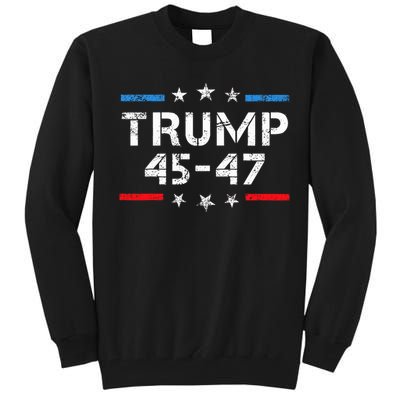 45 47 Trump 2024 American Flag Tall Sweatshirt