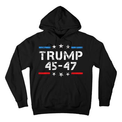 45 47 Trump 2024 American Flag Tall Hoodie