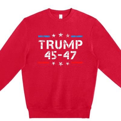 45 47 Trump 2024 American Flag Premium Crewneck Sweatshirt