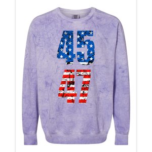 45 47 Trump 2024 Red White Blue American Flag Colorblast Crewneck Sweatshirt