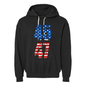 45 47 Trump 2024 Red White Blue American Flag Garment-Dyed Fleece Hoodie