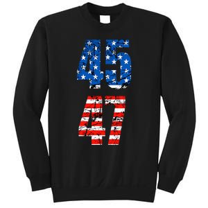 45 47 Trump 2024 Red White Blue American Flag Sweatshirt