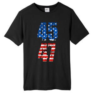 45 47 Trump 2024 Red White Blue American Flag Tall Fusion ChromaSoft Performance T-Shirt