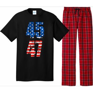 45 47 Trump 2024 Red White Blue American Flag Pajama Set