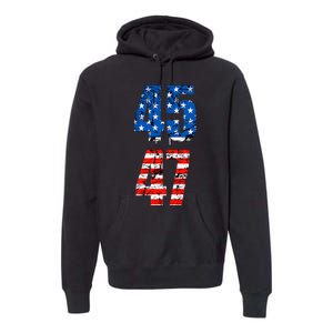 45 47 Trump 2024 Red White Blue American Flag Premium Hoodie