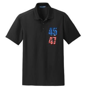 45 47 Trump 2024 Red White Blue American Flag Dry Zone Grid Polo