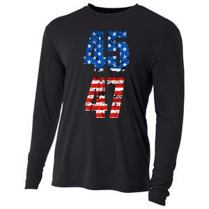 45 47 Trump 2024 Red White Blue American Flag Cooling Performance Long Sleeve Crew