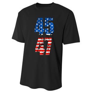 45 47 Trump 2024 Red White Blue American Flag Performance Sprint T-Shirt